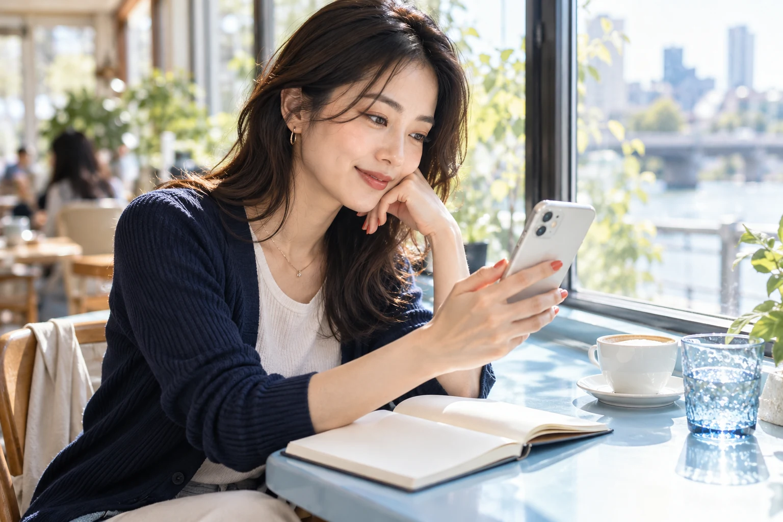 An illustrative scene of reading international information on a phone